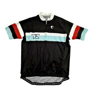 Danny Shane Men's XL Black Stripe Waffle Full Zip Cycling Jersey Cooling Biking